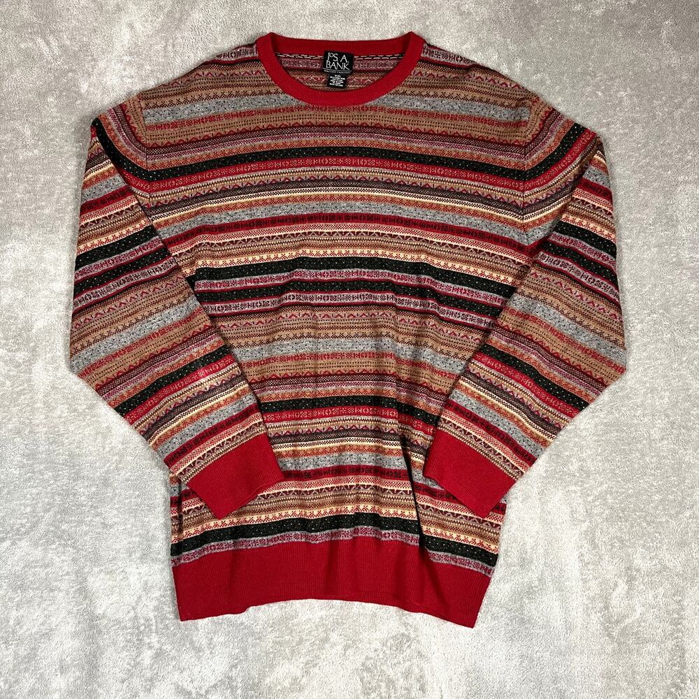 Jos A Bank Sweater Men's XXL Lambs Wool Gingerbread Holiday Old Money